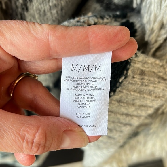 CAbi Shetland Cardigan Waterfall Boho Southwestern Aztec Fringe Open Front M - Picture 6 of 9